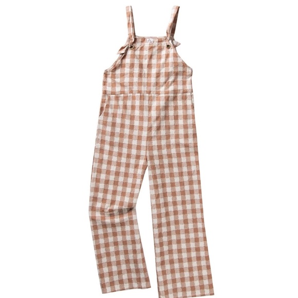 Sadie & Sage Brown and Cream Gingham Jumpsuit with Wide Leg NWT - Picture 5 of 10